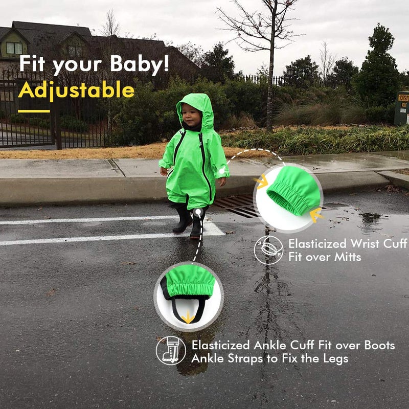 HAPIU Kids Toddler Rain Suit Muddy Buddy Waterproof Coverall,Green,5T,Original - Image 3